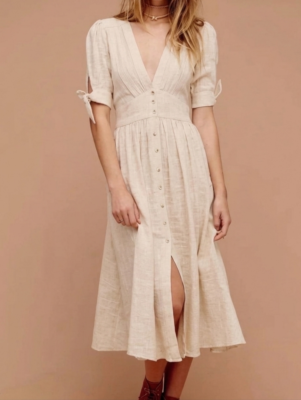 Free People Love Of My Life Midi Dress - Ivory Cotton XS - Picture 12 of 12
